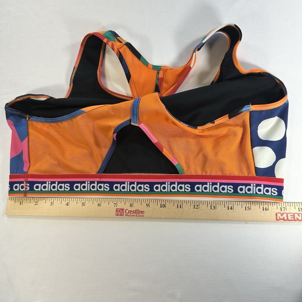 adidas x FARM Rio Medium Support Sport Bra Plus Size 3X Retro Colorful - Picture 3 of 7